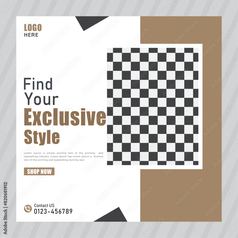 Fashion social media post template. Aesthetic social media feed fashion post. Unique style for fashion business.