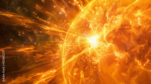 Vibrant Orange Cosmos Dynamic Light Fiery Energy Swirl