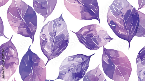 Watercolor purple leaves seamless pattern for background