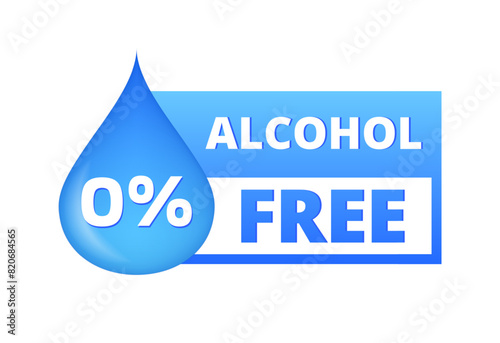 Alcohol free icon. Alcohol 0%. Flat style. Vector icon
