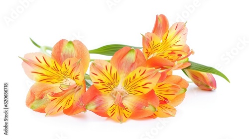 Bright alstroemeria flowers isolated on white background  nature  A bunch of wonderful alstroemeria flowers  Pile of Fresh  freesia flowers with buds isolated on white background 