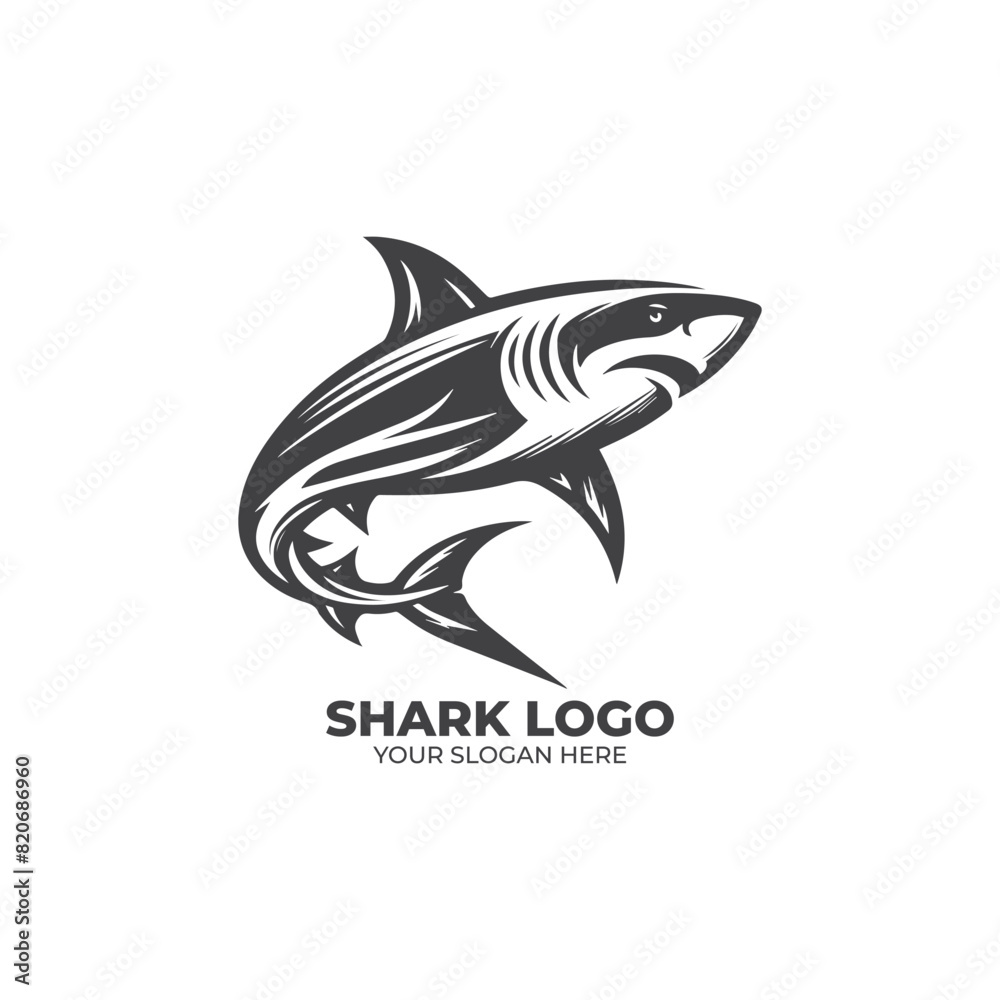 Simple Monogram Logo Design of Shark Simple Monogram Logo Design of Shark