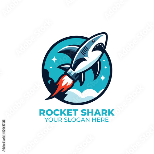 Shark with Rocket Launcher Logo Design