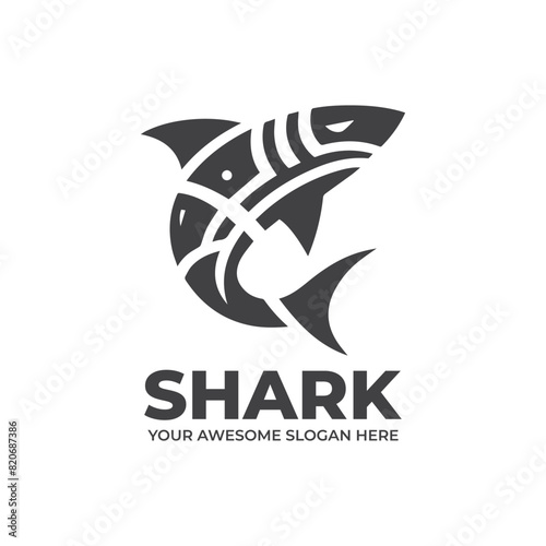 Futuristic Shark logo Monochrome Design