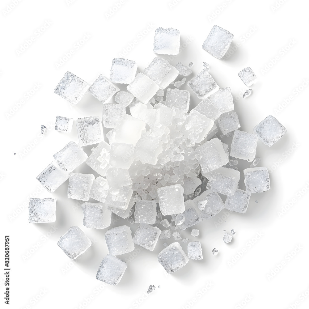 White sugar crystals isolated on white background White sugar crystals isolated on white background