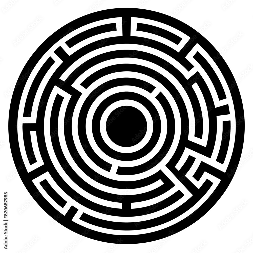 a circle maze or labyrinth on a solid white background a circle maze or labyrinth on a solid white background