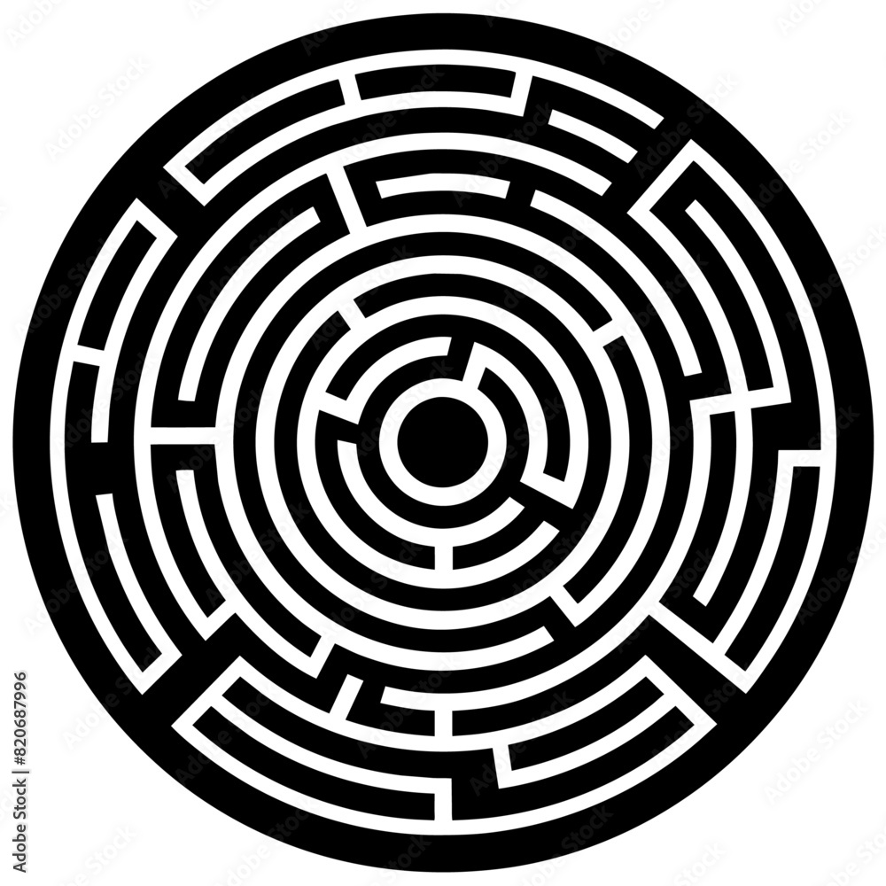 a circle maze or labyrinth on a solid white background a circle maze or labyrinth on a solid white background