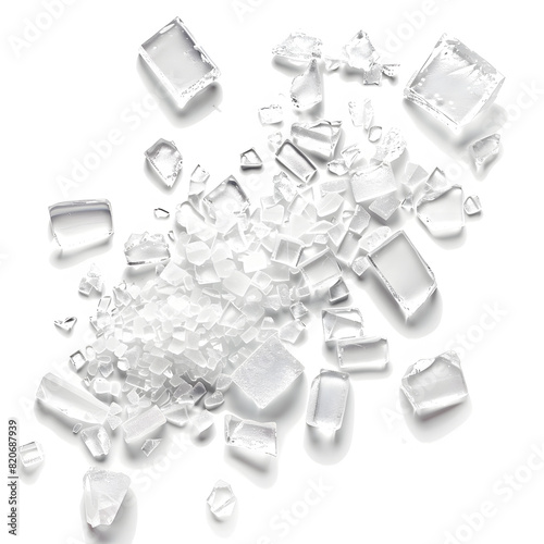 White sugar crystals isolated on white background