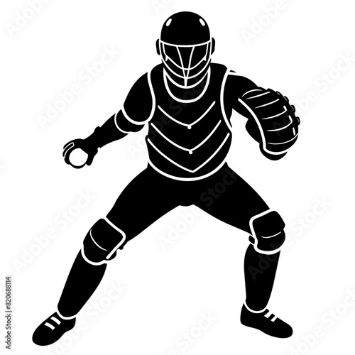 baseball player pose, vector silhouette, white background