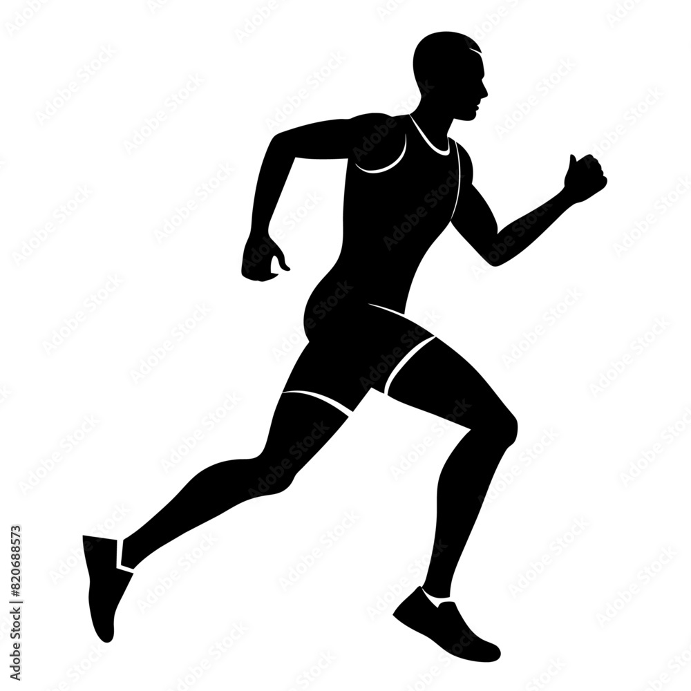 Marathon run, a man running vector silhouette, white background Marathon run, a man running vector silhouette, white background