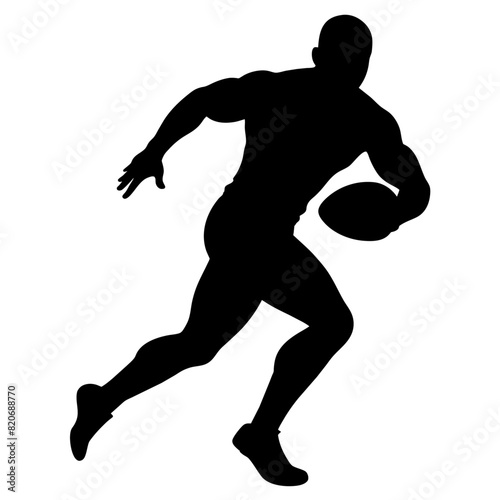 Rugby Sports player running vector silhouette black color illustration