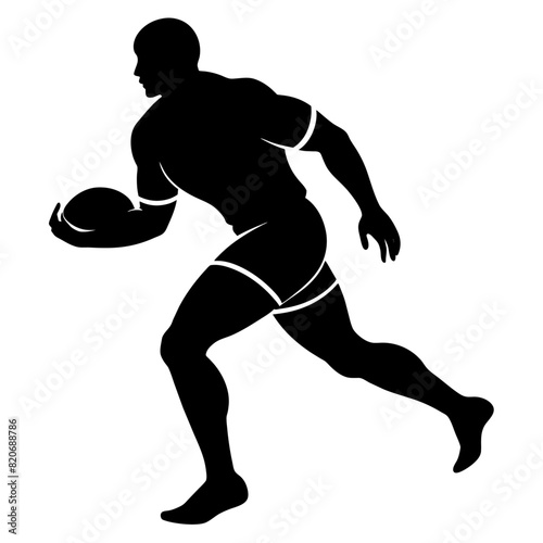Rugby Sports player running vector silhouette black color illustration