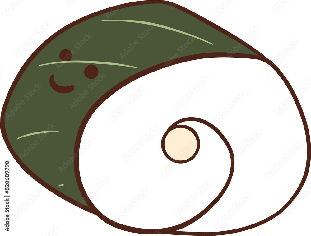 cartoon sushi roll with a smiley face