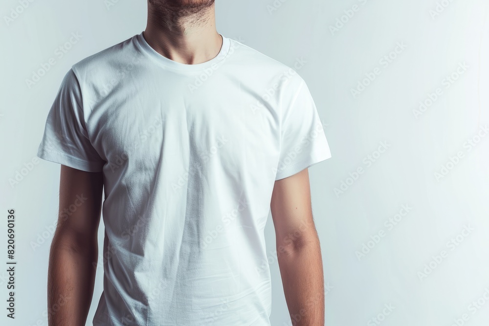 A young man in a white t shirt on a white background. A young man in a white t shirt on a white background.