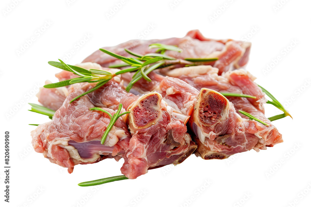 A Pile of Raw Meat on a White Background