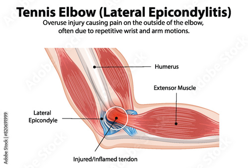 Detailed diagram of tennis elbow condition