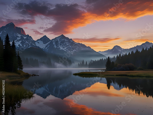 Inspiring Sunrise Over Majestic Mountain Range © Century
