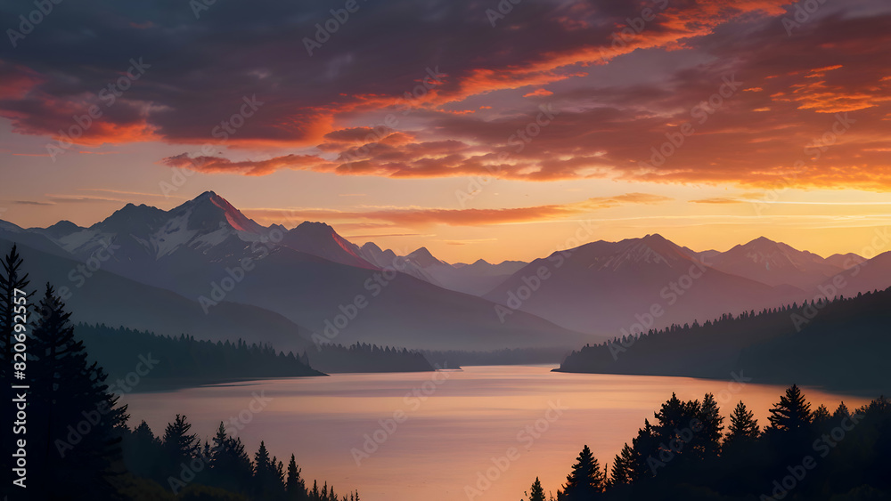 Inspiring Sunrise Over Majestic Mountain Range Inspiring Sunrise Over Majestic Mountain Range