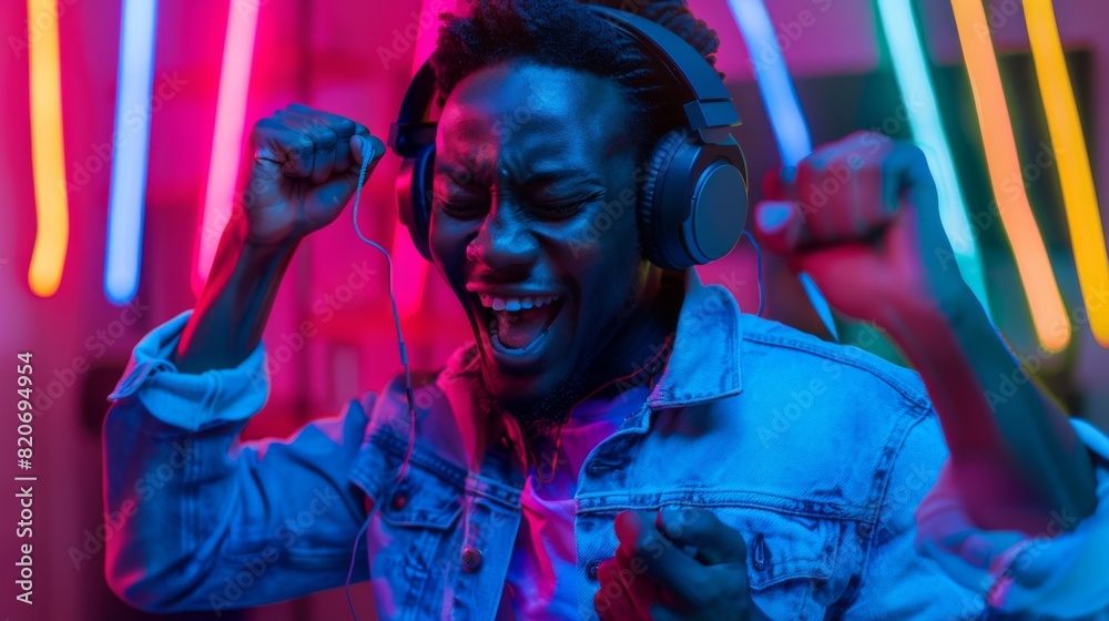 Man Enjoying Music at Nightclub