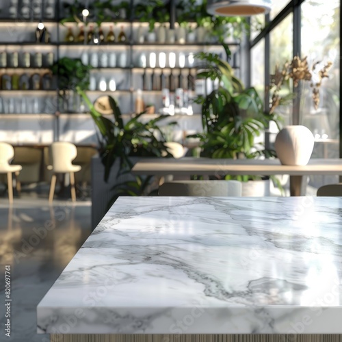 Bokeh effect in an office interior with marble stone tabletop for product display. Concept Bokeh Effect  Office Interior  Marble Stone Tabletop  Product Display  Photography