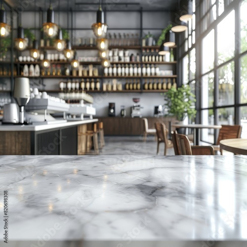 Bokeh effect in an office interior with marble stone tabletop for product display. Concept Bokeh Effect, Office Interior, Marble Stone Tabletop, Product Display, Photography