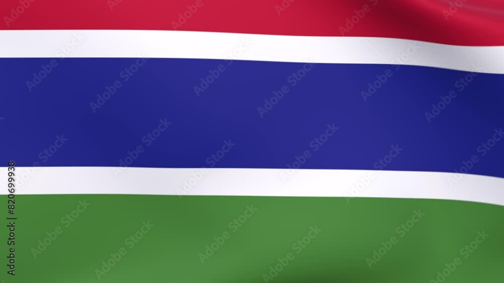 Waving flag of Gambia Animation 3D render Method