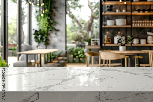 Bokeh effect in an office interior with marble stone tabletop for product display. Concept Bokeh Effect  Office Interior  Marble Stone Tabletop  Product Display  Photography