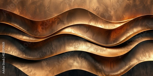 Elegant wavy copper texture flows like luxurious silk photo