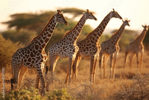 Group of giraffes in the National Park Kenya  AI generated