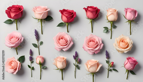 Fototapeta Naklejka Na Ścianę i Meble -  red pink lavender violet stalk of rose roses flower 1