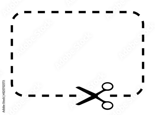 Scissors cutting through dashed line form on a white background vector 10 eps
