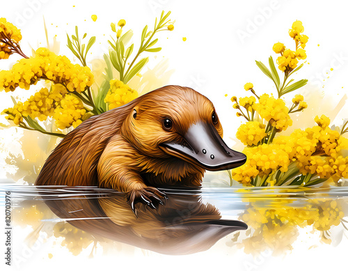 Australian duck billed platypus illustration 