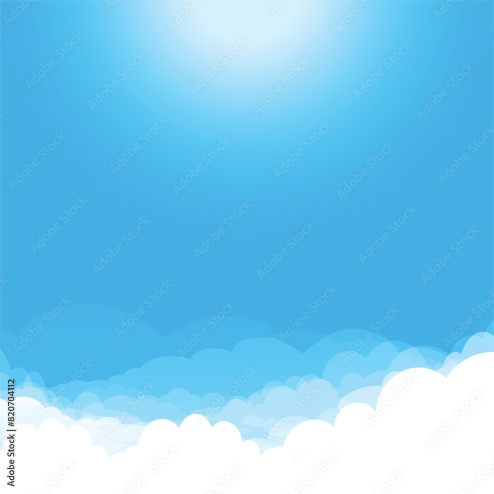 Blue sky with sun and white clouds background Blue sky with sun and white clouds background