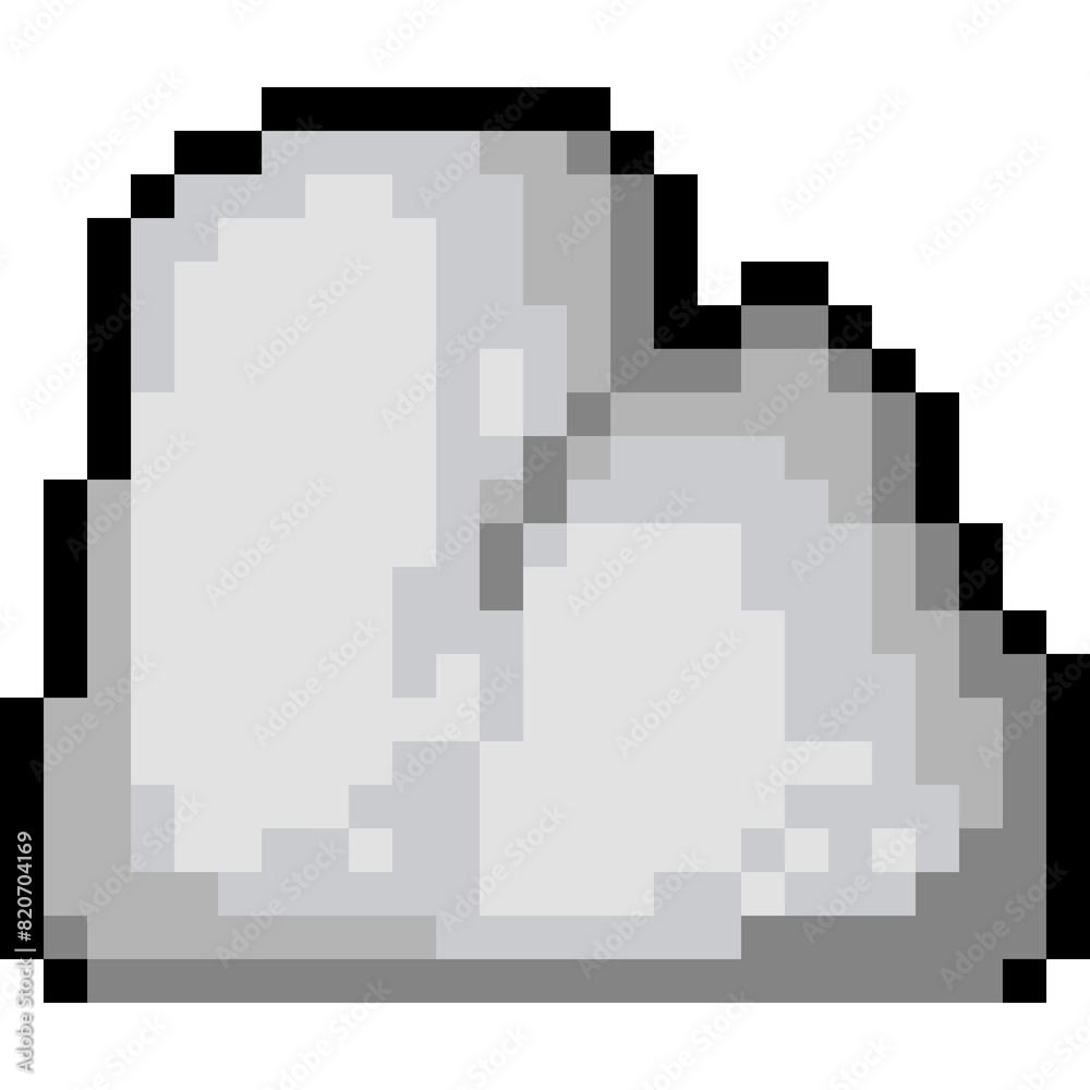 Fototapeta premium Pixel art cartoon boulder icon 2