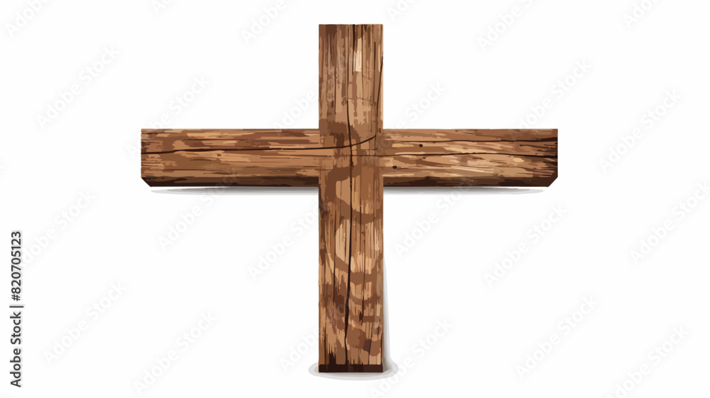 Lokii34 Wooden cross on white background Vector illustration.