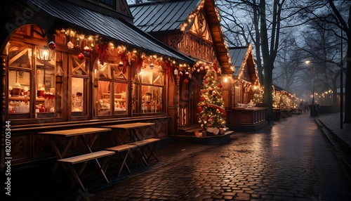 Christmas market in the old town of Vilnius  Lithuania.