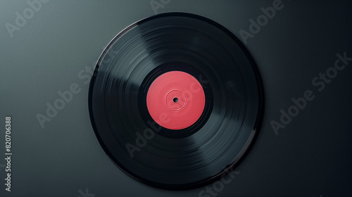 Black Vinyl Record With Red Disk