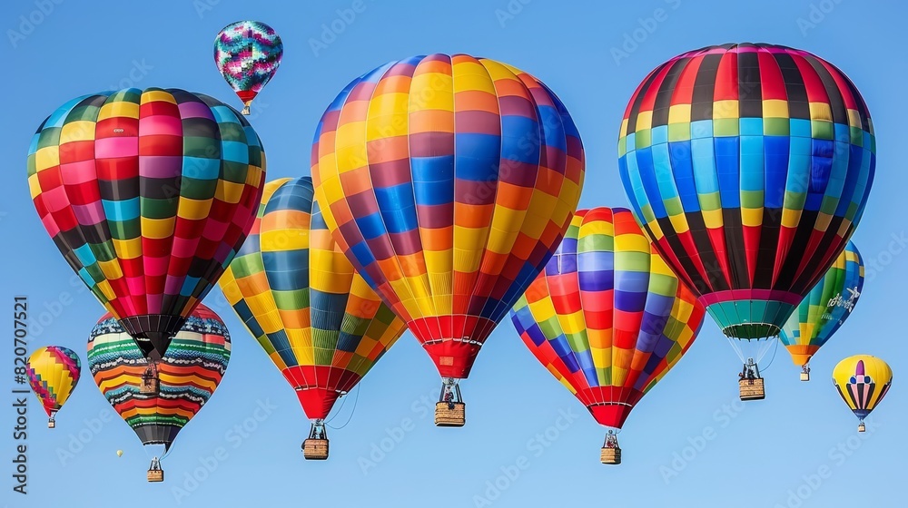 Obraz premium Spectacular view of a vivid sky with a multitude of hot air balloons serenely drifting