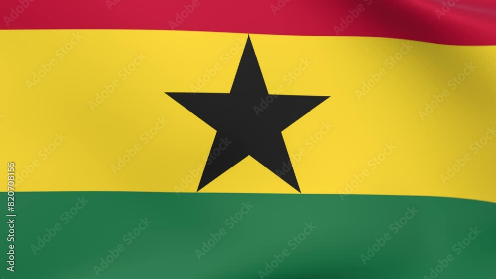 Waving flag of Ghana Animation 3D render Method Waving flag of Ghana Animation 3D render Method