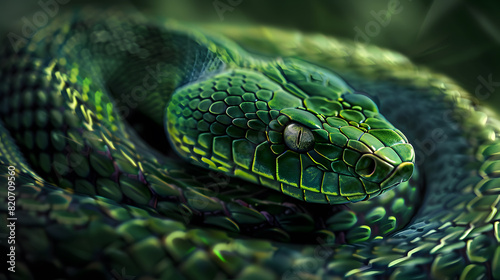Venomous snake on a black background photo