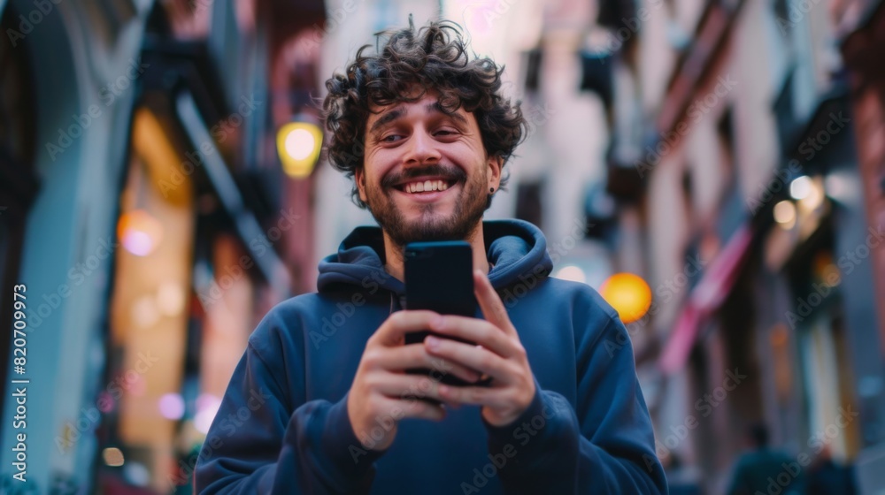 Smiling Young Man with Smartphone