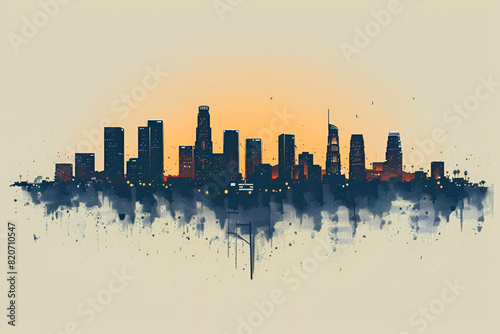 Los Angeles abstract vector city skyline 

