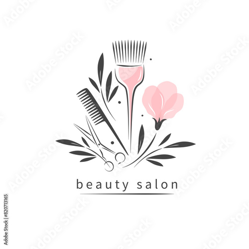 Beauty salon logo. Hairdressing. Vector illustration