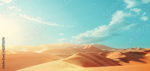 Breathtaking nature background of a desert with dramatic sand dunes and a clear blue sky, arid theme, dynamic, Overlay, vast desertscape backdrop photo
