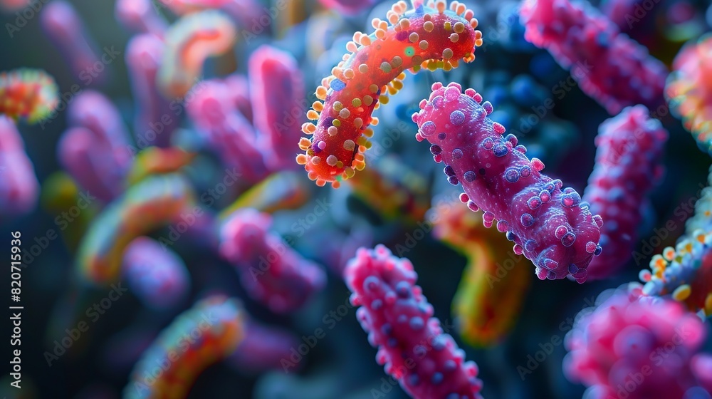 Science microscopic background, Close-up of colorful bacteria cells under a microscope Illustration image, Science microscopic background, Close-up of colorful bacteria cells under a microscope Illustration image,