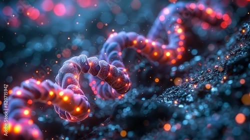 Science microscopic background, DNA double helix structure seen through a microscope Illustration image,