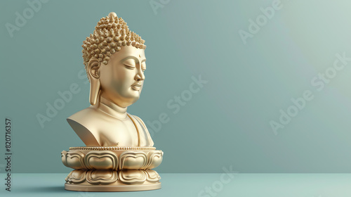 flat design side view historical Buddha sculpture theme 3D render Analogous Color Scheme photo