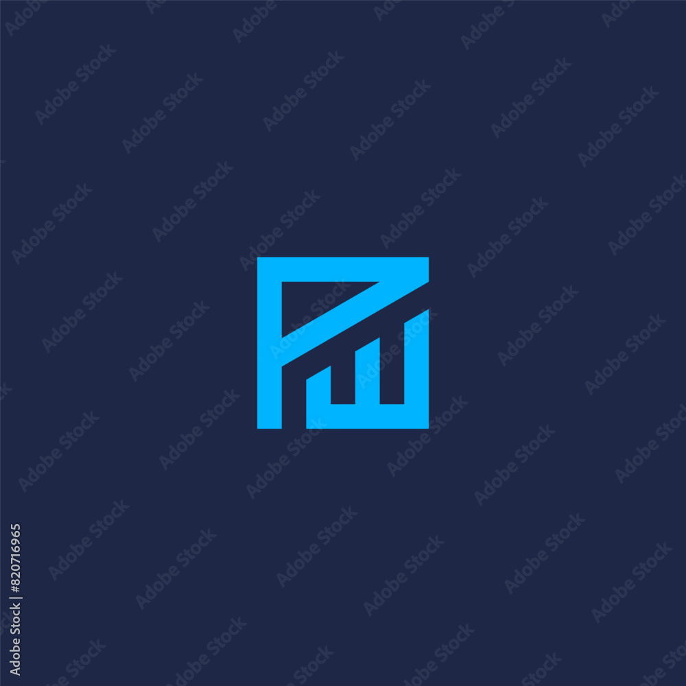 PW monogram logo in square shape with blue color PW monogram logo in square shape with blue color