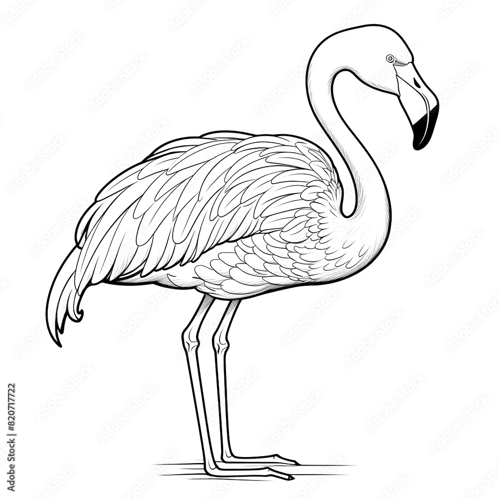 Fototapeta premium A vector line drawing of a flamingo illustration, in the style of glitch art