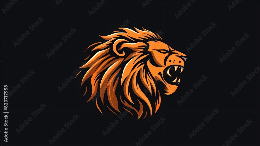  A dynamic lion mascot emblem logo featuring a fierce yet noble lion, captured in ultra-high definition to symbolize courage and determination against a pure solid background. 
